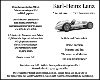 Anzeige von Karl-Heinz Lenz 