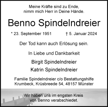 Anzeige von Benno Spindelndreier 