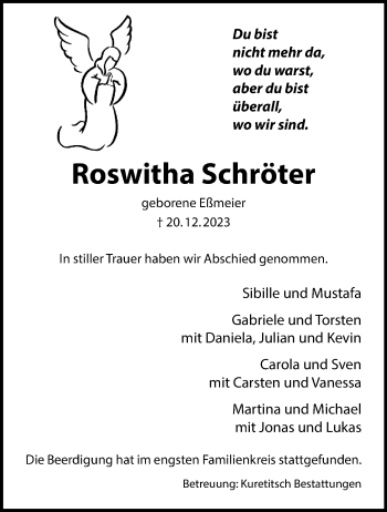 Anzeige von Roswitha Schröter 
