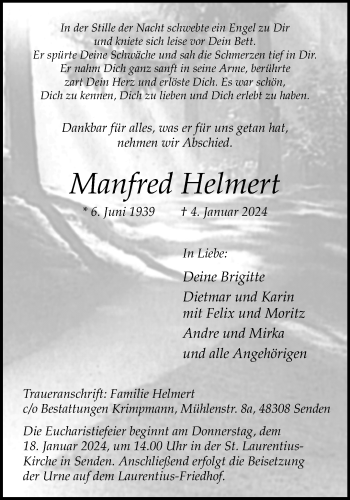 Anzeige von Manfred Helmert 
