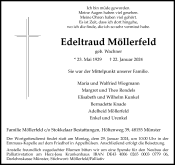 Anzeige von Edeltraud Möllerfeld 