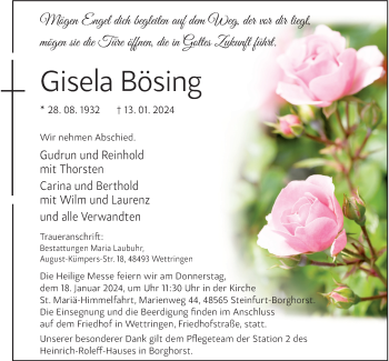 Anzeige von Gisela Bösing 