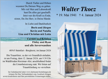 Anzeige von Walter Tkocz 