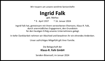 Anzeige von Ingrid Falk 