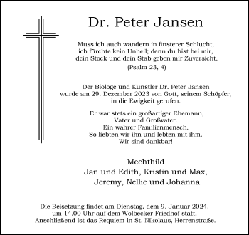 Anzeige von Dr. Peter Jansen 