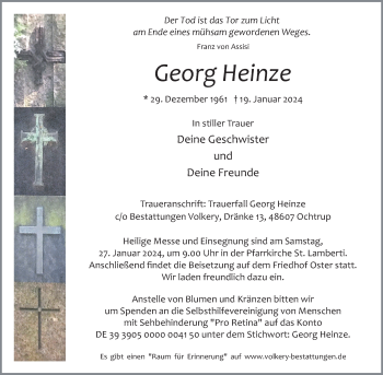 Anzeige von Georg Heinze 