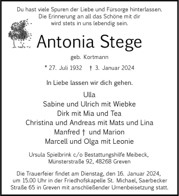 Anzeige von Antonia Stege 