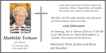 Anzeige von Mathilde Terhaar 