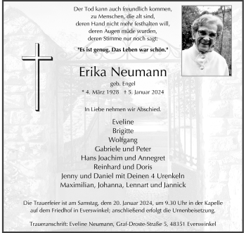 Anzeige von Erika Neumann 