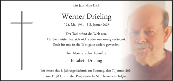 Anzeige von Werner Drieling 