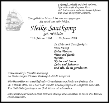 Anzeige von Heike Saatkamp 