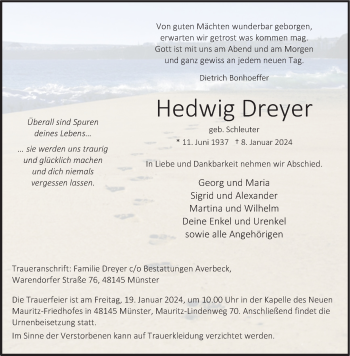 Anzeige von Hedwig Dreyer 