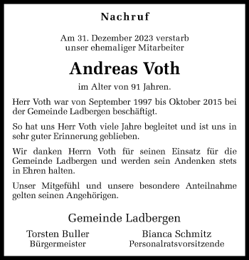 Anzeige von Andreas Voth 