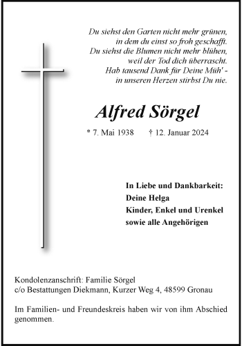 Anzeige von Alfred Sörgel 