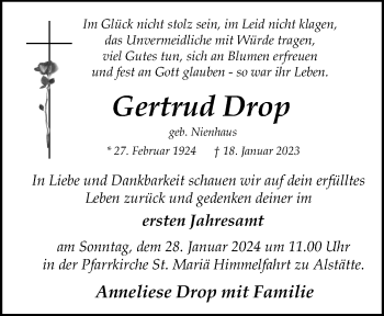 Anzeige von Gertrud Drop 