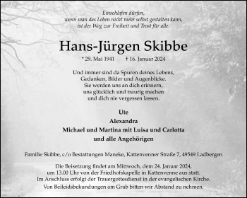 Anzeige von Hans-Jürgen Skibbe 