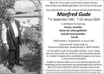 Anzeige von Manfred Gude 