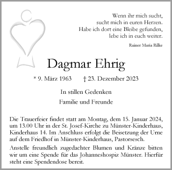 Anzeige von Dagmar Ehrig 