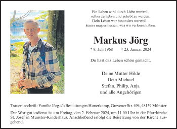 Anzeige von Markus Jörg 
