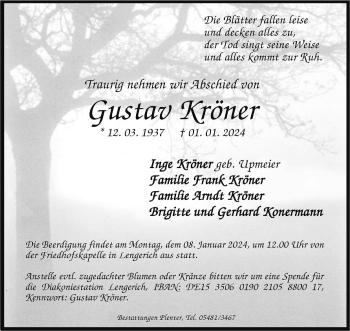 Anzeige von Gustav Kröner 