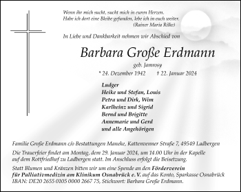 Anzeige von Barbara Große Erdmann 