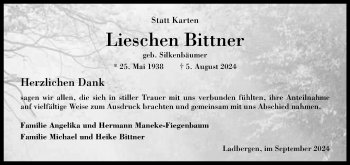 Anzeige von Lieschen Bittner 