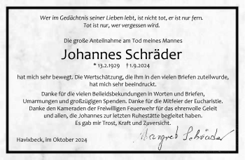 Anzeige von Johannes Schräder 