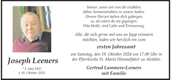 Anzeige von Joseph Leeners 