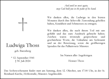 Anzeige von Ludwiga Thoss 