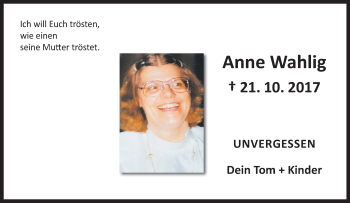 Anzeige von Anne Wahlig 