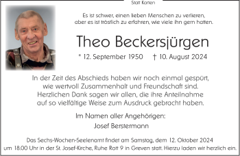 Anzeige von Theo Beckersjürgen 