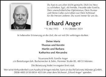 Anzeige von Erhard Anger 