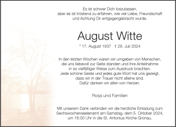 Anzeige von August Witte 