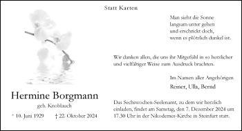 Anzeige von Hermine Borgmann 
