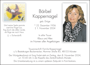 Anzeige von Bärbel Kappernagel 