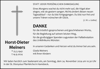 Anzeige von Horst-Dieter Meiners 