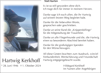Anzeige von Hartwig Kerkhoff 