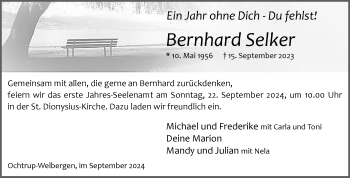 Anzeige von Bernhard Selker 