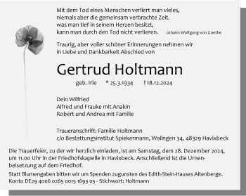 Anzeige von Gertrud Holtmann 