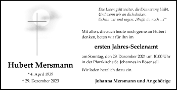 Anzeige von Hubert Mersmann 