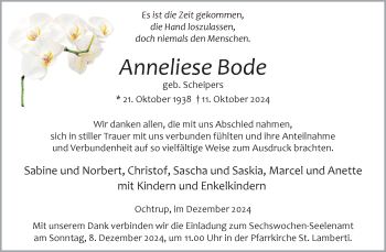 Anzeige von Anneliese Bode 