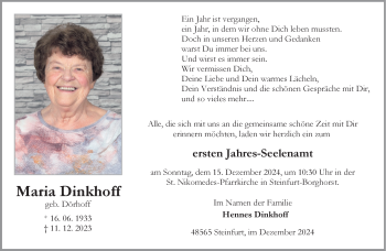 Anzeige von Maria Dinkhoff 