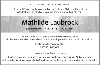 Anzeige von Mathilde Laubrock 
