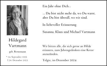 Anzeige von Hildegard Vartmann 