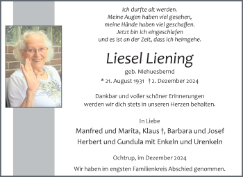Anzeige von Liesel Liening 
