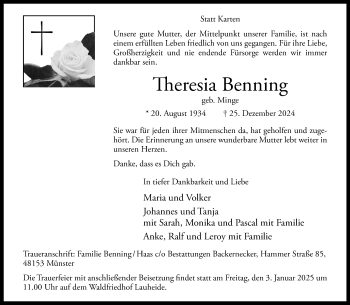 Anzeige von Theresia Benning 