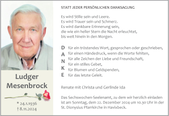 Anzeige von Ludger Mesenbrock 