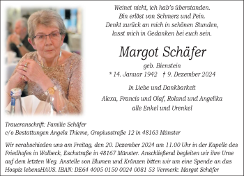 Anzeige von Margot Schäfer 