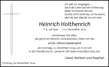 Anzeige von Heinrich Holthenrich 