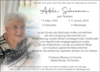 Anzeige von Adele Schramm 
